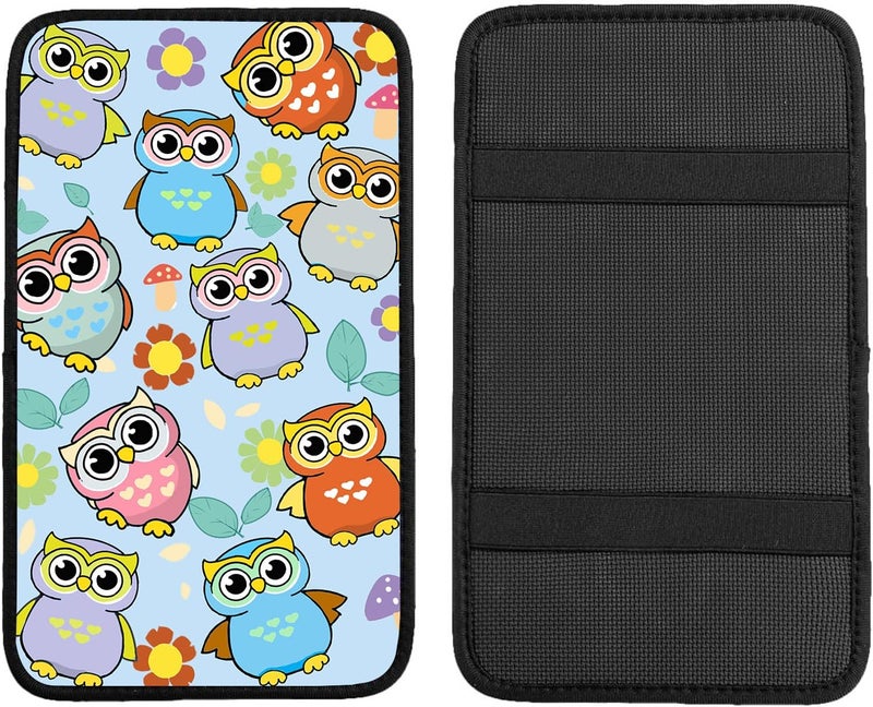 Adastrah Car Armrest Box Pad,Owls Car Armrest Pad Car Armrest Cover Protector for Most Vehicle, SUV, Truck, Car - Image 4